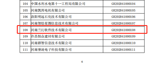 河南蘭幻軟件技術(shù)有限公司獲得國家高新技術(shù)企業(yè)認定